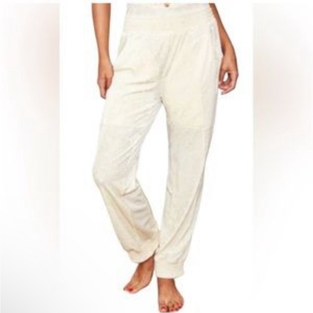We Are HAH 1 Track Mind Crushed Velvet Cream Ivory Jogger Pants Size L